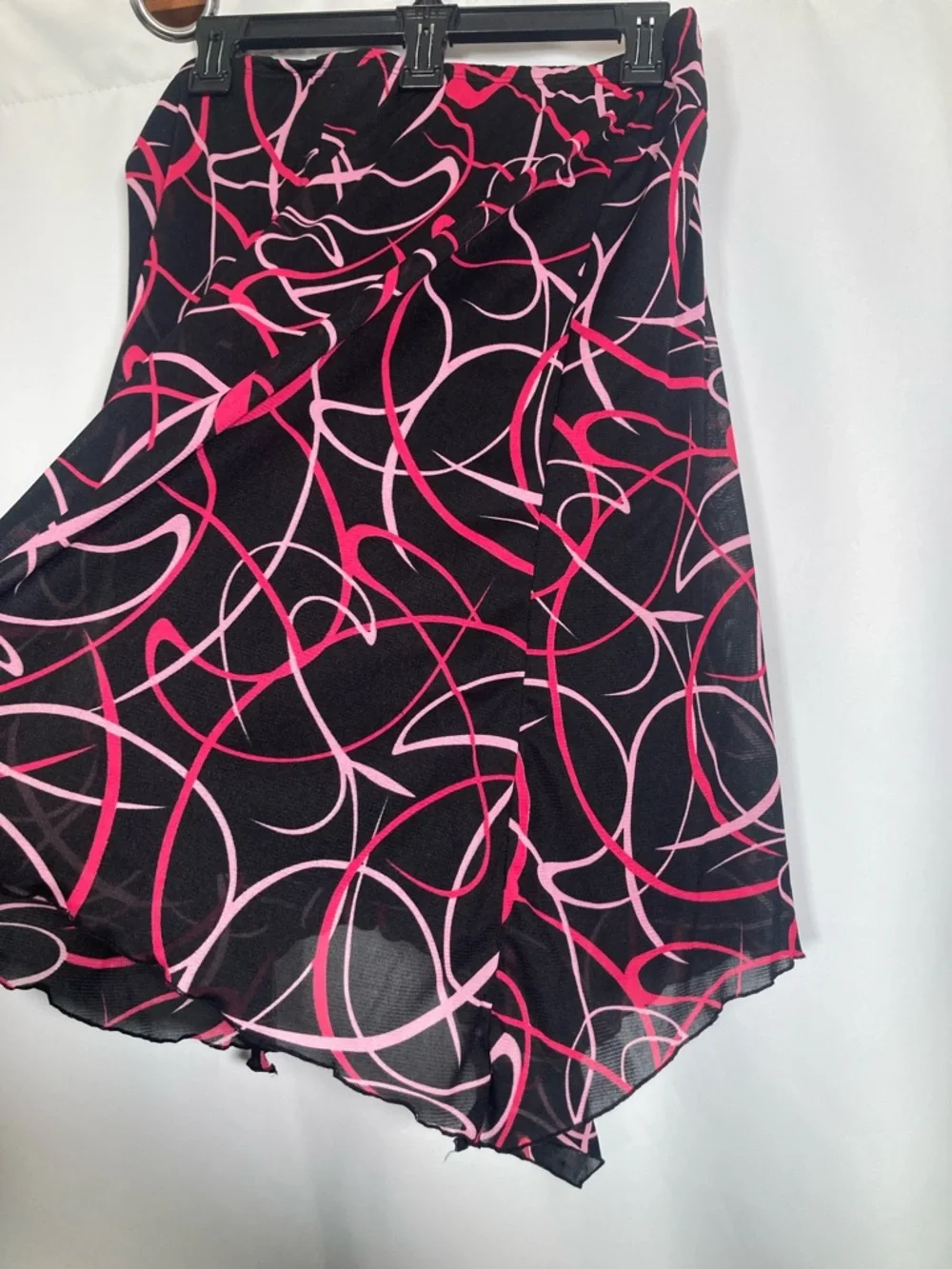 VTG Judy Knapp California Y2K Pink Abstract Swirl Midi Skirt Size L Fairy Grunge - Picture 8 of 10